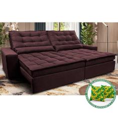 Sofá Retrátil e Reclinável 2,12m Molas Ensacadas Cama inBox Catar. Velusoft