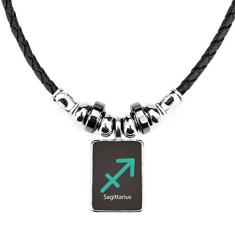 DIYthinker Colar de constelação de sagitário novembro dezembro joia torque pingente de corda de couro