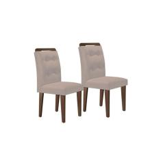 Cadeira Sala De Jantar Imperatriz Madeira Kit 2 Un Capuccino/veludo Pérola - Rufato