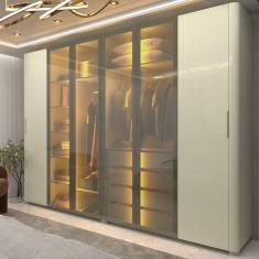 Guarda-roupa Casal 6 Portas com 4 Portas Reflecta com Pés com Led Innova Off White