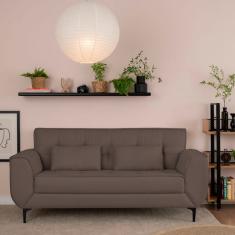 Sofá 3 Lugares Piacenza Linho Marrom 202 cm