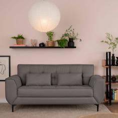 Sofá 3 Lugares Piacenza Linho Cinza 202 cm
