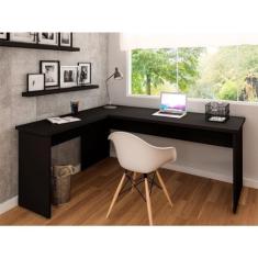 Mesa De Escritório em L 160x150cm Tampo 30mm Preto