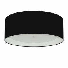 Plafon Cilíndrico Md-3008 Cúpula Em Duplo Tecido 60x25cm Preto / Branco - Bivolt