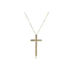 Colar Com Cruz Folheado Em Ouro 18k