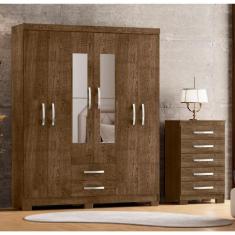 Kit Guarda Roupa Casal Porto Belo 6 Portas 2 Gavetas com Espelho Cômod