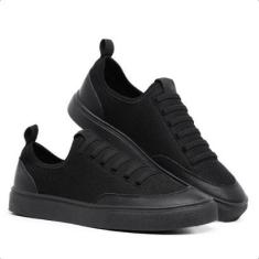 Tenis Sapatenis Masculino Preto Casual Cano Baixo Nylon Sola Reta Leve Confortável-Masculino
