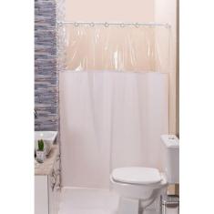 Cortina Para Box De Banheiro Com Visor  - Branco - Eddi Casa