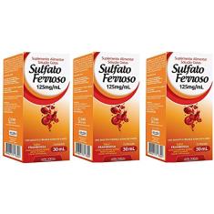 Sulfato Ferroso Gotas 125mg 30ml Framboesa 3 Unidades