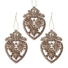 Enfeite de Natal Rosé com Glitter Morango - 3 Unidades