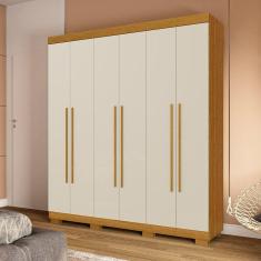 Guarda-roupa Casal 6 Portas Sakura Espresso Móveis Cinamomo/Off White