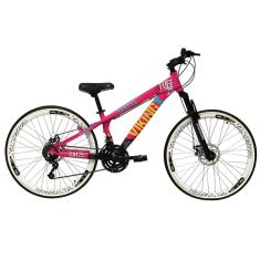Bicicleta Aro 26 Vikingx Tuff 21v Alumínio Freeride DH Aro Vmaxx Branco Câmbios Shimano Freio Disco-Unissex