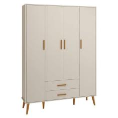 Guarda Roupa Infantil Isis 4 Portas E 2 Gavetas Areia - Reller Móveis Areia