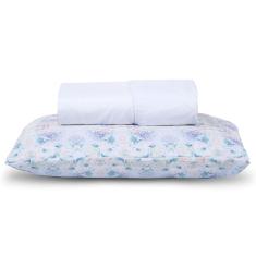 Jogo Cama Lençol Verace Solteiro Percal 300 Fios c/ Fronha Estampada 2 Peças - Branco
