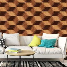 Papel De Parede Madeira Cubo 3D Autocolante Sala Quarto - LRP