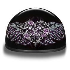 Capacete de caveira Daytona Helmets para motocicleta meio capacete - Coração com arame farpado 100% aprovado pelo DOT