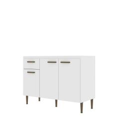 Balcão para Cozinha 3 Portas e 1 Gaveta 120 Cm Branco