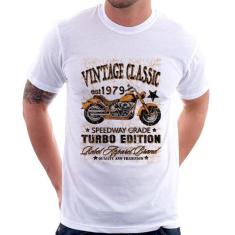 Camiseta Vintage Classic Moto - Foca na Moda, Branco, GG