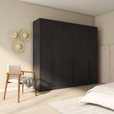 Guarda-Roupa Casal Isabel 6 PT 4 GV Preto 240 cm