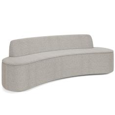 Sofá 3 Lugares Curvo Sala de Estar Living Cancún D02 Bouclê Bege 210 cm B-62 - Lyam Decor