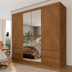 Roupeiro Casal Com Espelho 6 Portas Diplomata Freijó - Móveis Araponga