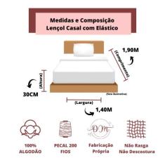 Jogo de Cama Casal Linha GOLD Percal 200 Fios 03 Peças Lençol Cama Box