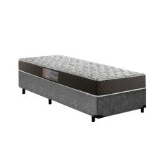 Cama Box Solteiro Colchão Mola Bonnel Acolchões + Box Suede 64x88x188