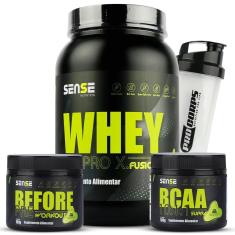 Kit Whey Sense 900g + BCAA 100g + Pré Treino 100g + Shaker-Unissex