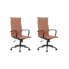 Conjunto 2 Cadeiras de Escritório Presidente Sevilha com Base Office Rivatti Marrom Escuro