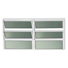 Janela de Alumínio Basculante 2 Seções 60x120cm Vidro Mini Boreal Plus Brimak Branco