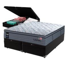 Cama Box Baú Preto E Colchão King Lavish Molas Ensacadas Sealy