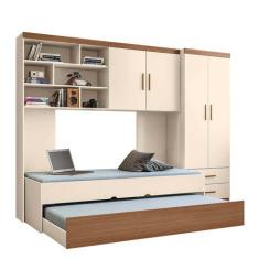 Quarto Juvenil Guarda Roupa 2 Portas Modulo Aereo Cama E Cama Auxilia