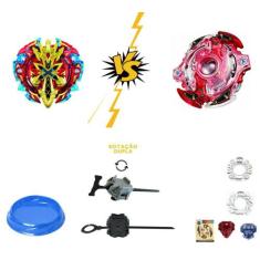 Kit 2  Beyblade  Lançadorer Arena Ponteira Tornado Gyro - Str Store