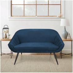 Namoradeira Giovana 02 Lugares Suede de Ferro Azul Marinho