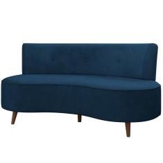 Sofá Chaise Living 2 Lugares 135cm Sala De Estar Istambul K01 Veludo Azul Marinho - Lyam Decor