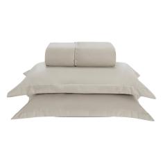 Kit Jogo Lençol Elástico 300 Fios Solteiro Cama 2 Peças Bege