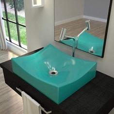 Cuba de Apoio para Banheiro ML44W Retangular Folha Compace Azul Turquesa