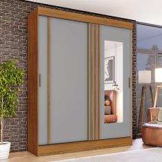 Guarda Roupa Solteiro 2 Portas Com Espelho 2 Gavetas Marcel Casa 812