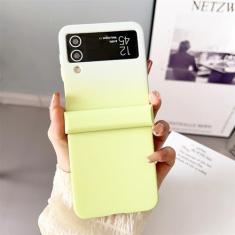 Capa de telefone dobrável gradiente para Samsung Galaxy Z Flip 3 4 5 Silicone macio à prova de choque capa traseira de proteção total, branco amarelo, para Samsung Z Flip 5