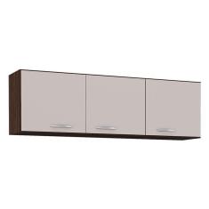 Armário Aéreo Para Cozinha 3 Portas 120 Cm Chocolate Off White– Poquema
