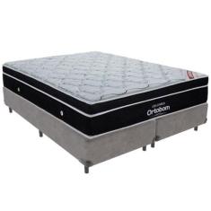 Cama Box Cinza E Colchão Elegant Molas Ensacadas Queen Ortobom