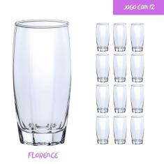Jogo com 12 Copos Vidro Florence Luxo 370ml Transparente