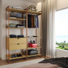 Guarda Roupa Aberto Industrial Casal 2 Módulos Canela Cabideiro com Ga