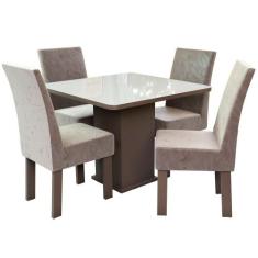 Conjunto Mesa 4 Cadeiras Talismã New Ônix Madeira Eucalipto, Tabaco/Fe