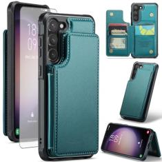 Asuwish Capa de celular para Samsung Galaxy S23 5G com protetor de tela de vidro temperado e suporte de cartão com bloqueio de RFID, acessórios de celular S 23 23S GS23 G5 SM-S911U 6,1 polegadas