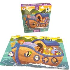 Quebra-Cabeça Infantil Grande 60 Peças Arca de Noé Jogo em Madeira