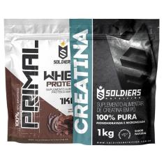 Kit: Whey Protein Primal 1Kg 100% Importado + Creatina Monohidratada 1Kg- Soldiers Nutrition-Unissex