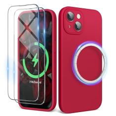SURPHY Capa projetada para iPhone 15 compatível com MagSafe (6,1 polegadas 2023), com 2 protetores de tela, capa de telefone de silicone líquido (proteção para câmera e forro de microfibra macio)
