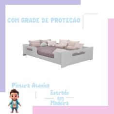 Cama Casal Montessori Branca Cor Branca Para Casal Criança Proteção - 