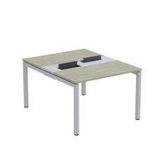 Mesa Plataforma Dupla com Pé de Aço para Coworking 120X140/2P PDC12/14/2P Nogueira Casablanca/Cinza